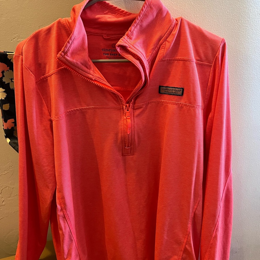 Vineyard Vines Coral Quarter-Zip Top